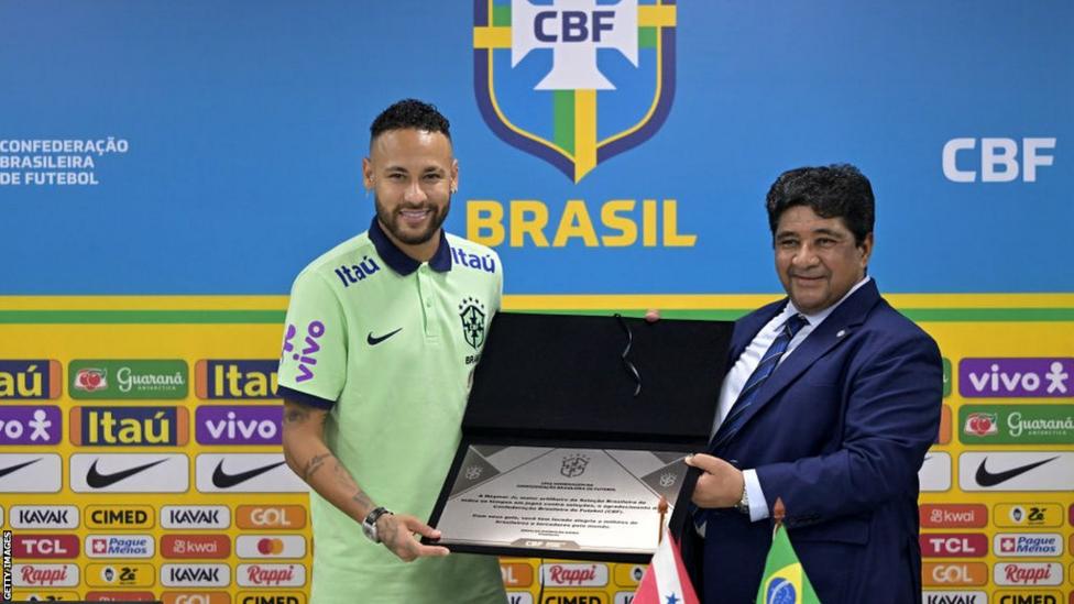 Neymar Surpasses Pele's Record 1 i Neymar has surpassed Pele as Brazil's male all-time top scorer with two goals in a 5-1 win over Bolivia. i Neymar has surpassed Pele as Brazil's male all-time top scorer with two goals in a 5-1 win over Bolivia. IMG 20230909 WA0004