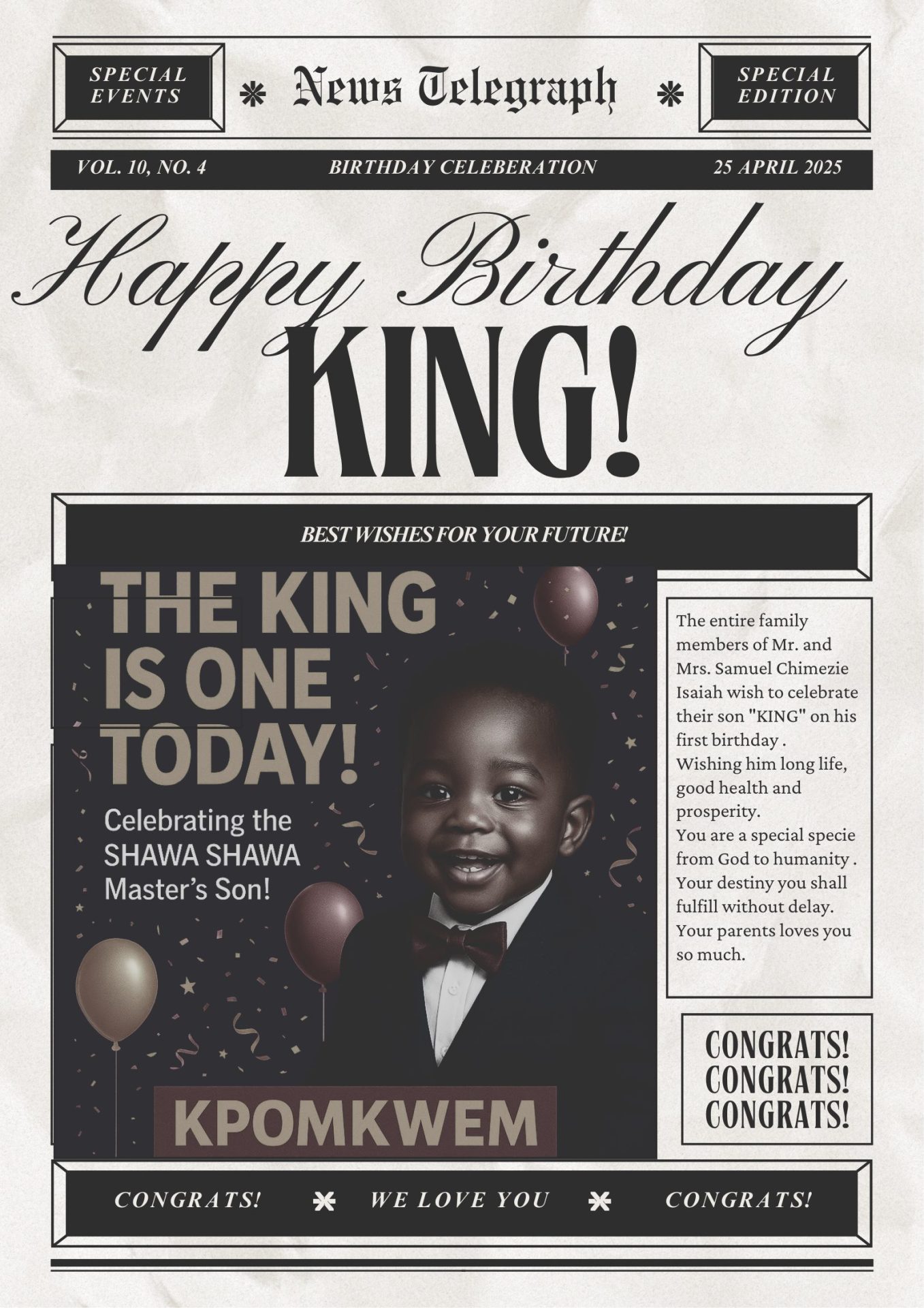 The King Is One Year