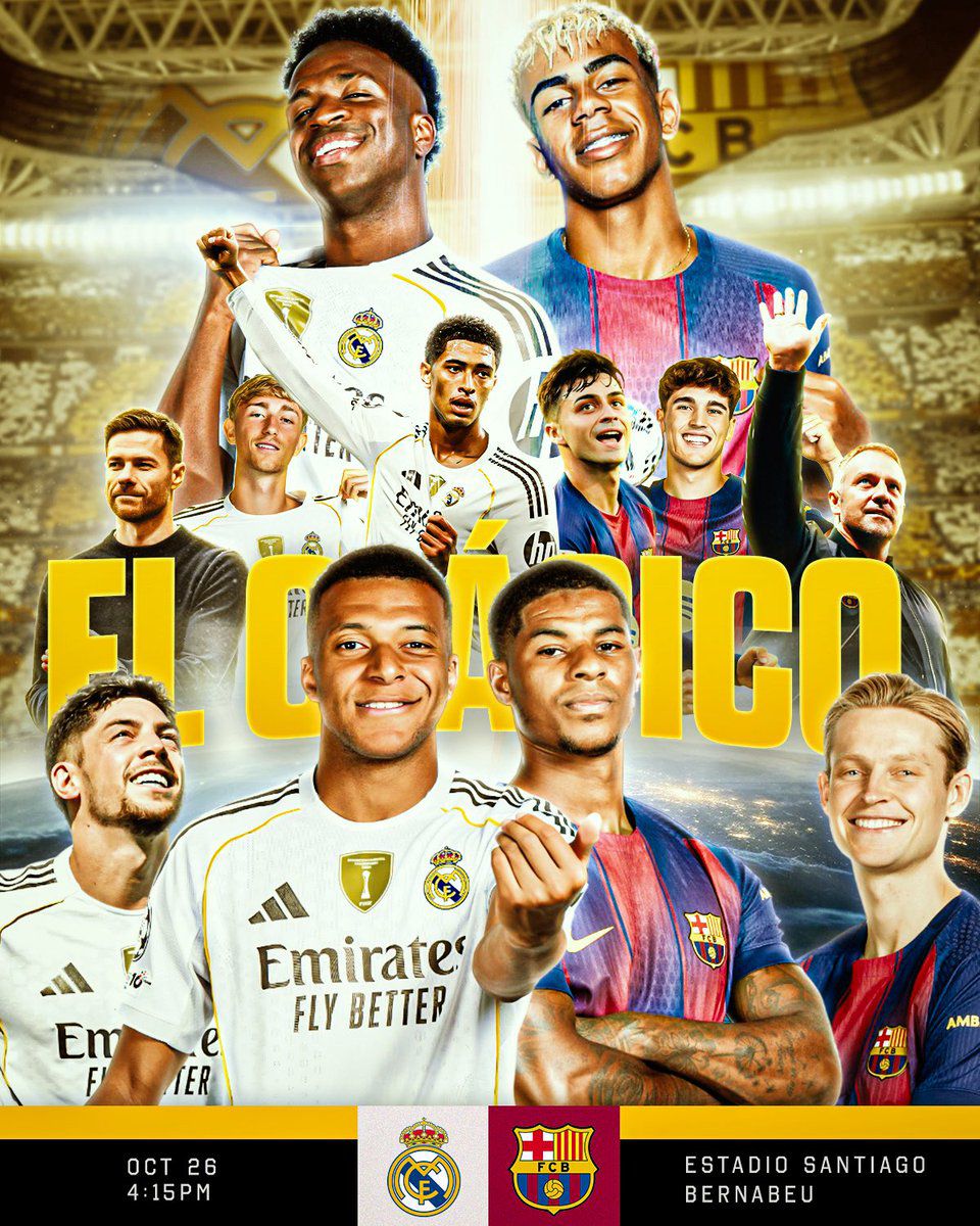 Barcelona and Real Madrid Set for a Fierce Battle at the Bernabéu 1 Football’s grandest rivalry takes center stage once again as Real Madrid host FC Barcelona in today’s highly anticipated El Clásico, a clash that transcends sport and embodies the pride, politics, and passion of Spanish football. The Santiago Bernabéu will be the stage for another chapter in this historic duel one that promises drama, brilliance, and possibly a defining moment in the La Liga title race. Football’s grandest rivalry takes center stage once again as Real Madrid host FC Barcelona in today’s highly anticipated El Clásico, a clash that transcends sport and embodies the pride, politics, and passion of Spanish football. The Santiago Bernabéu will be the stage for another chapter in this historic duel one that promises drama, brilliance, and possibly a defining moment in the La Liga title race. IMG 20251026 WA0020
